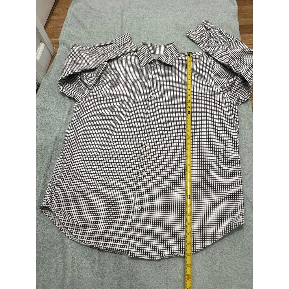 Banana Republic Men’s Large 16-16.5 Cream And Black Check Dress Shirt